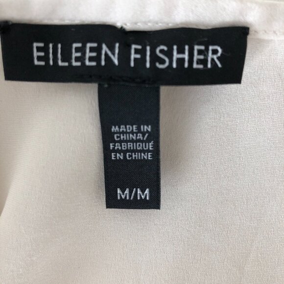Eileen Fisher Silvery White Silk Sheer/Semi Sheer Tunic - Picture 5 of 5